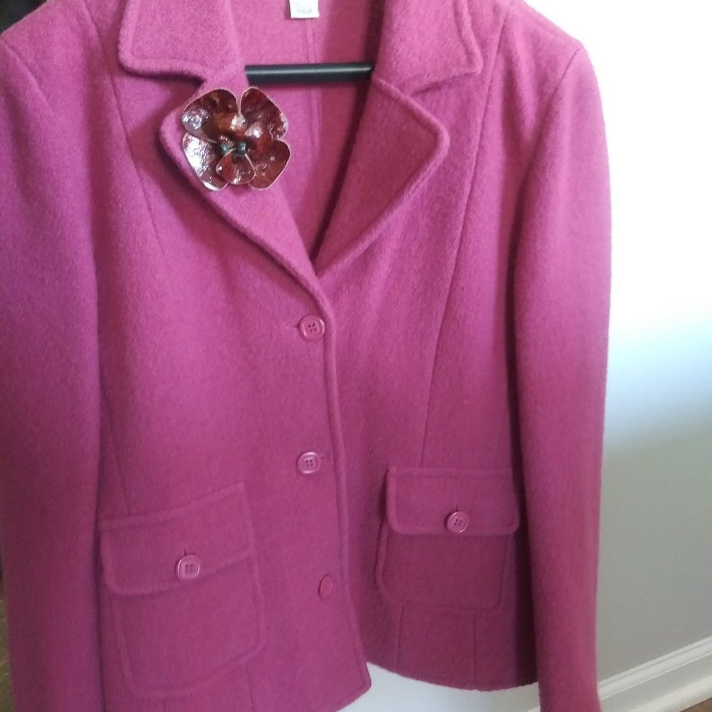 Casual Corner Soft Wool Blend Fusia Coat